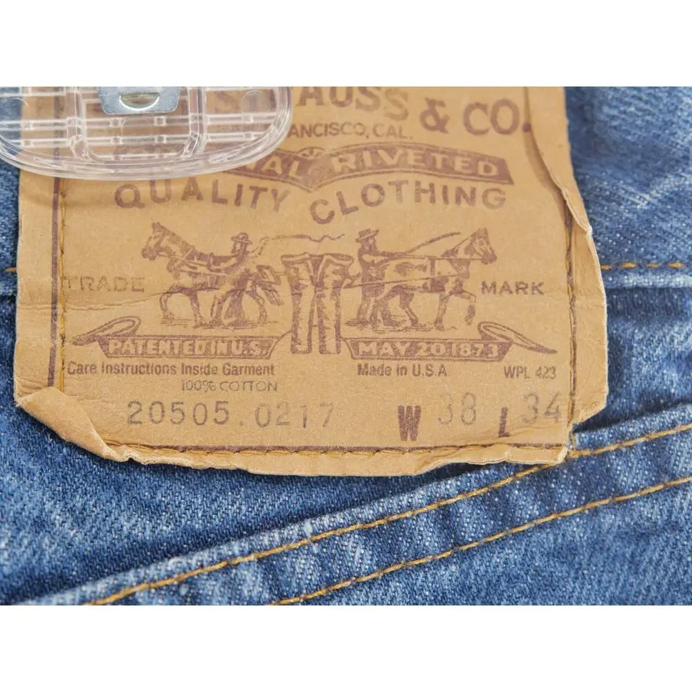 Vintage 1980 Levis 505 USA Denim Jeans Mens 38x34 Fits 30.5L Distressed Hems 8
